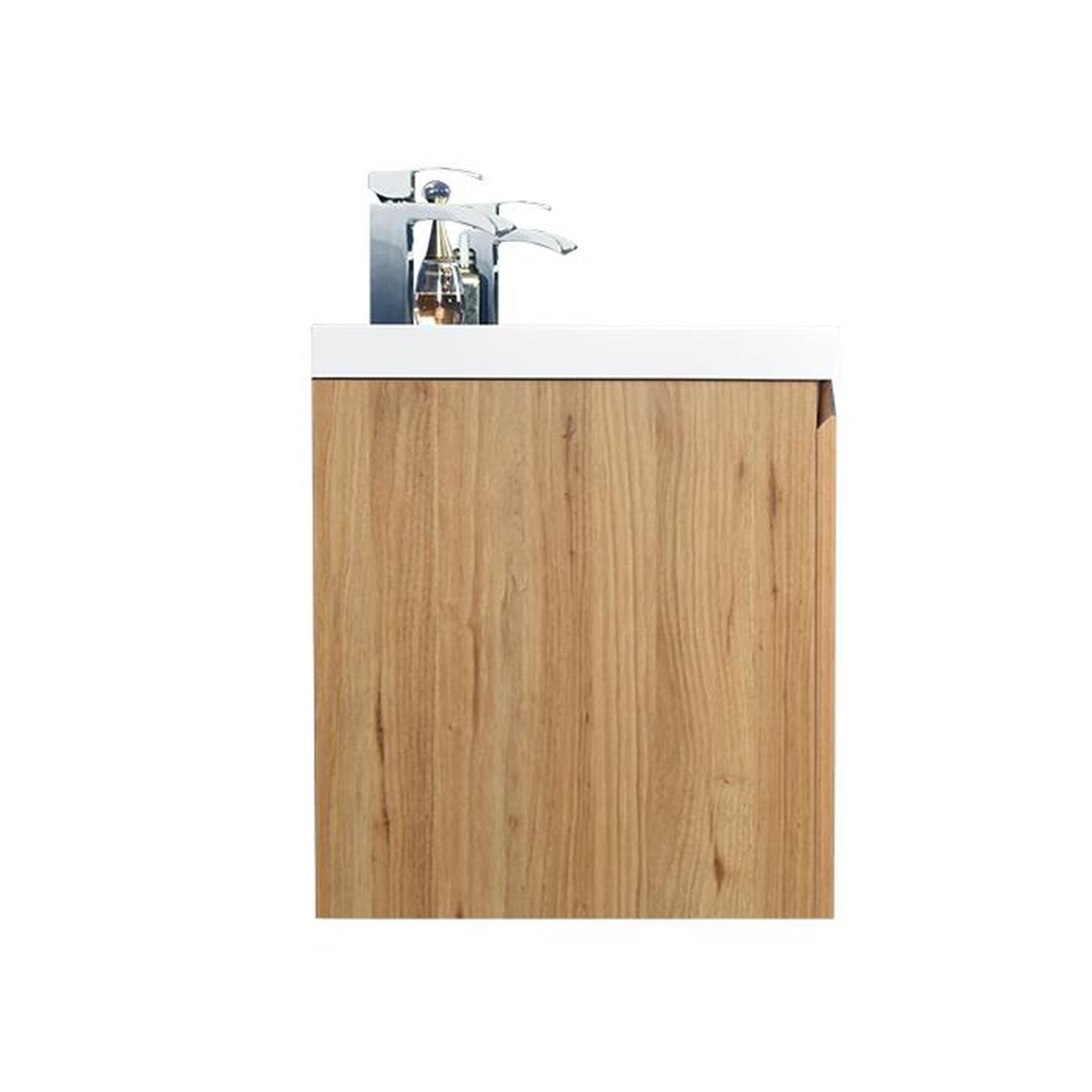 Boho Elegance 60" Nature Oak Wall-Mounted Vanity With Double Reinforced White Acrylic Sinks