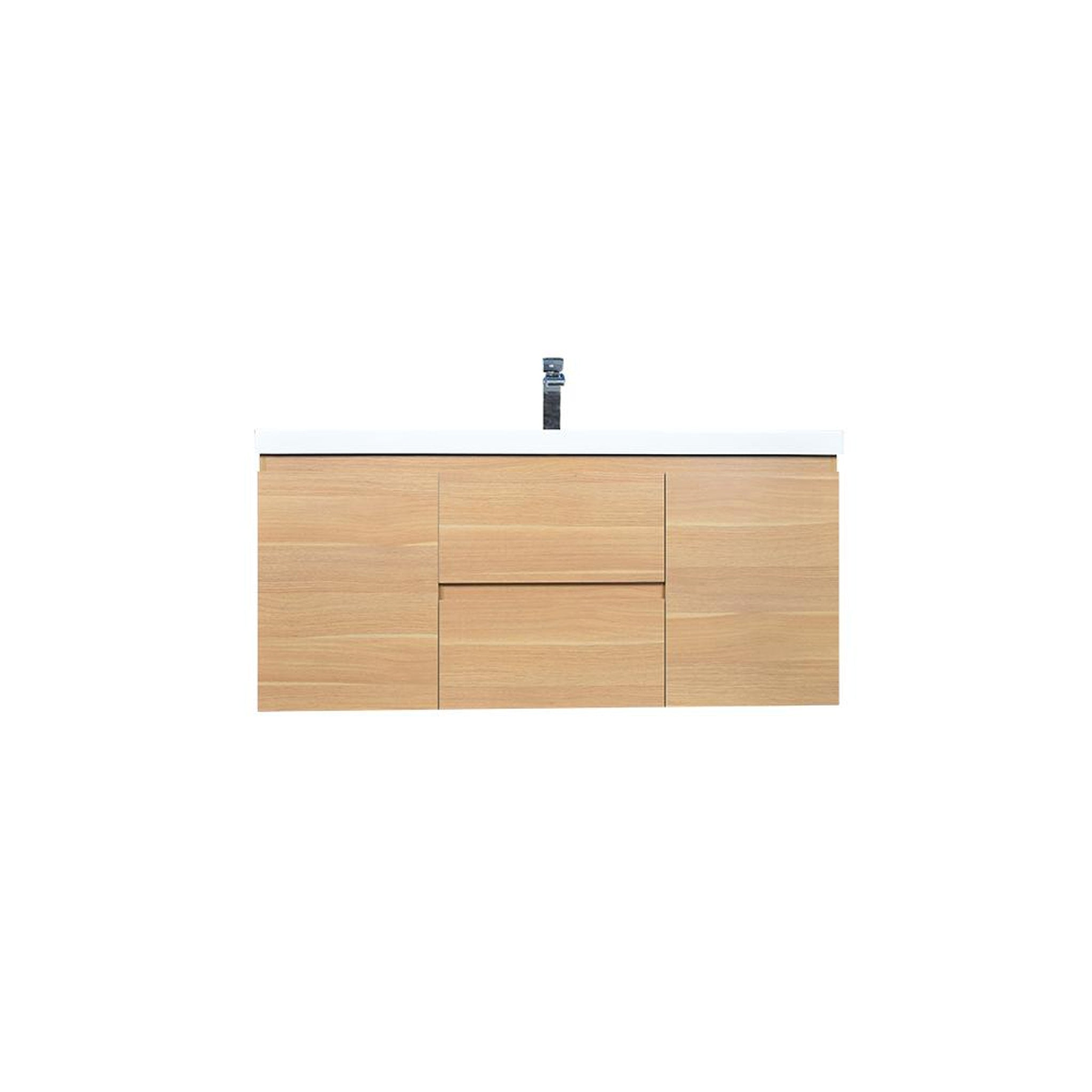 Boho Elegance 48" White Oak Wall-Mounted Vanity With Single Reinforced White Acrylic Sink
