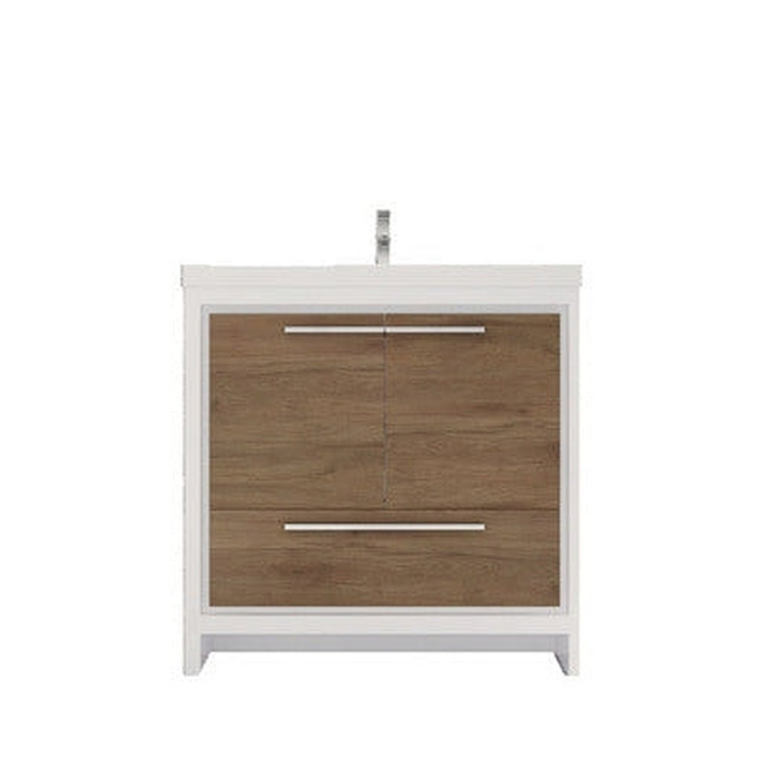 Amara 36" White Oak Freestanding Vanity With Single Reinforced White Acrylic Sink