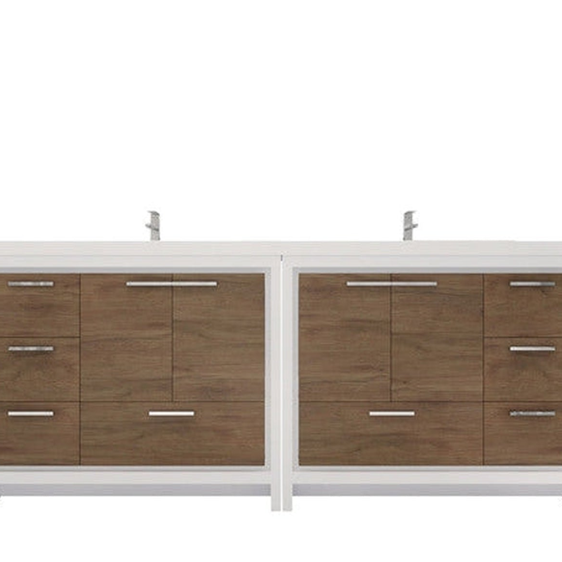 Amara 84" White Oak Freestanding Vanity With Double Reinforced White Acrylic Sinks