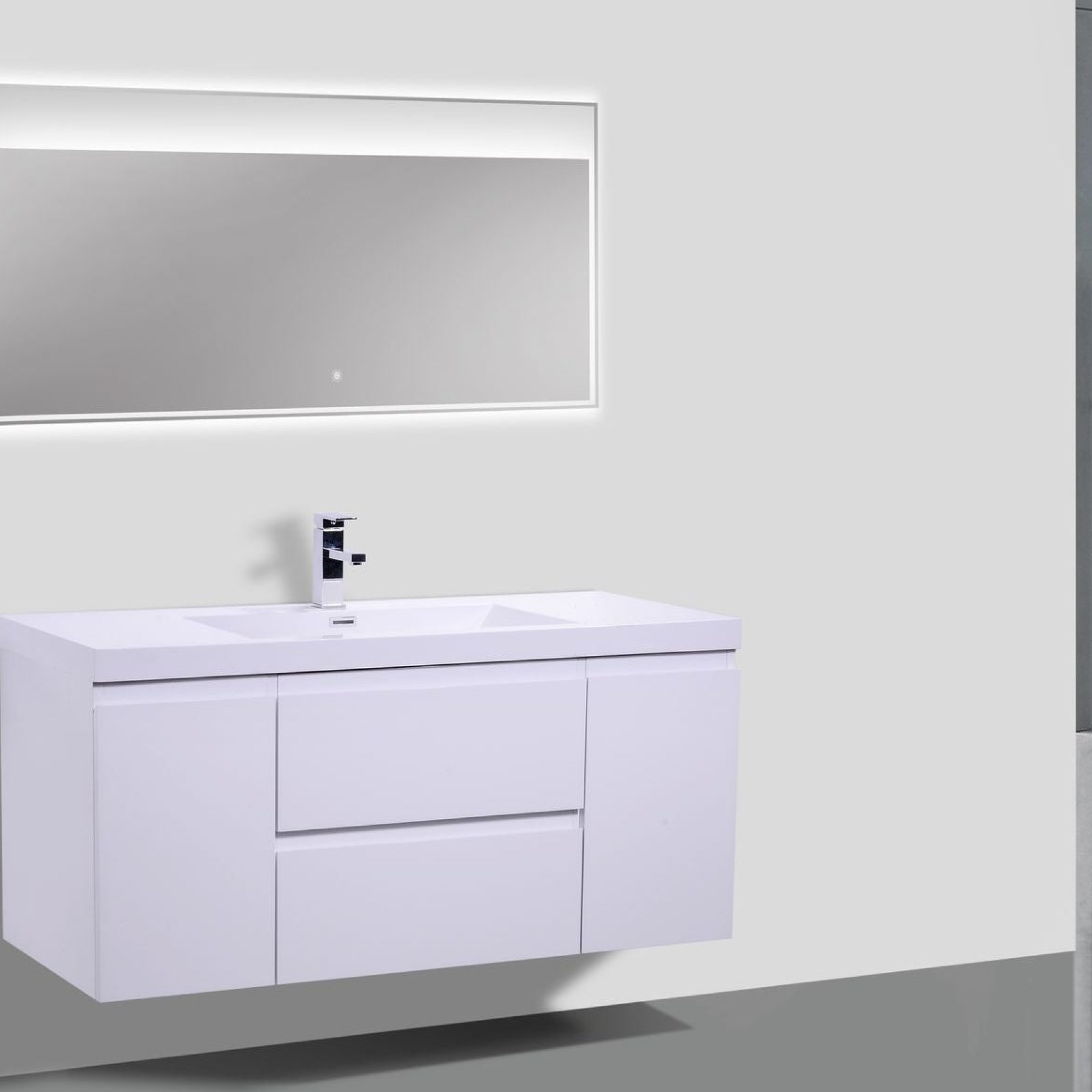 Boho Elegance 48" High Gloss White Wall-Mounted Vanity With Single Reinforced White Acrylic Sink