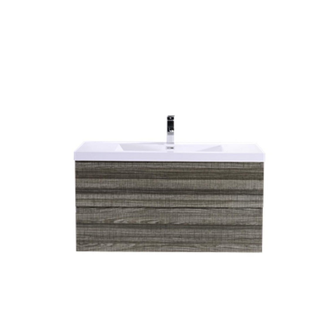 Boho Elegance 42" High Gloss Ash Gray Wall-Mounted Vanity With Single Reinforced White Acrylic Sink