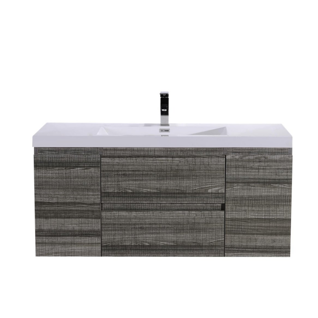 Boho Elegance 48" High Gloss Ash Gray Wall-Mounted Vanity With Single Reinforced White Acrylic Sink