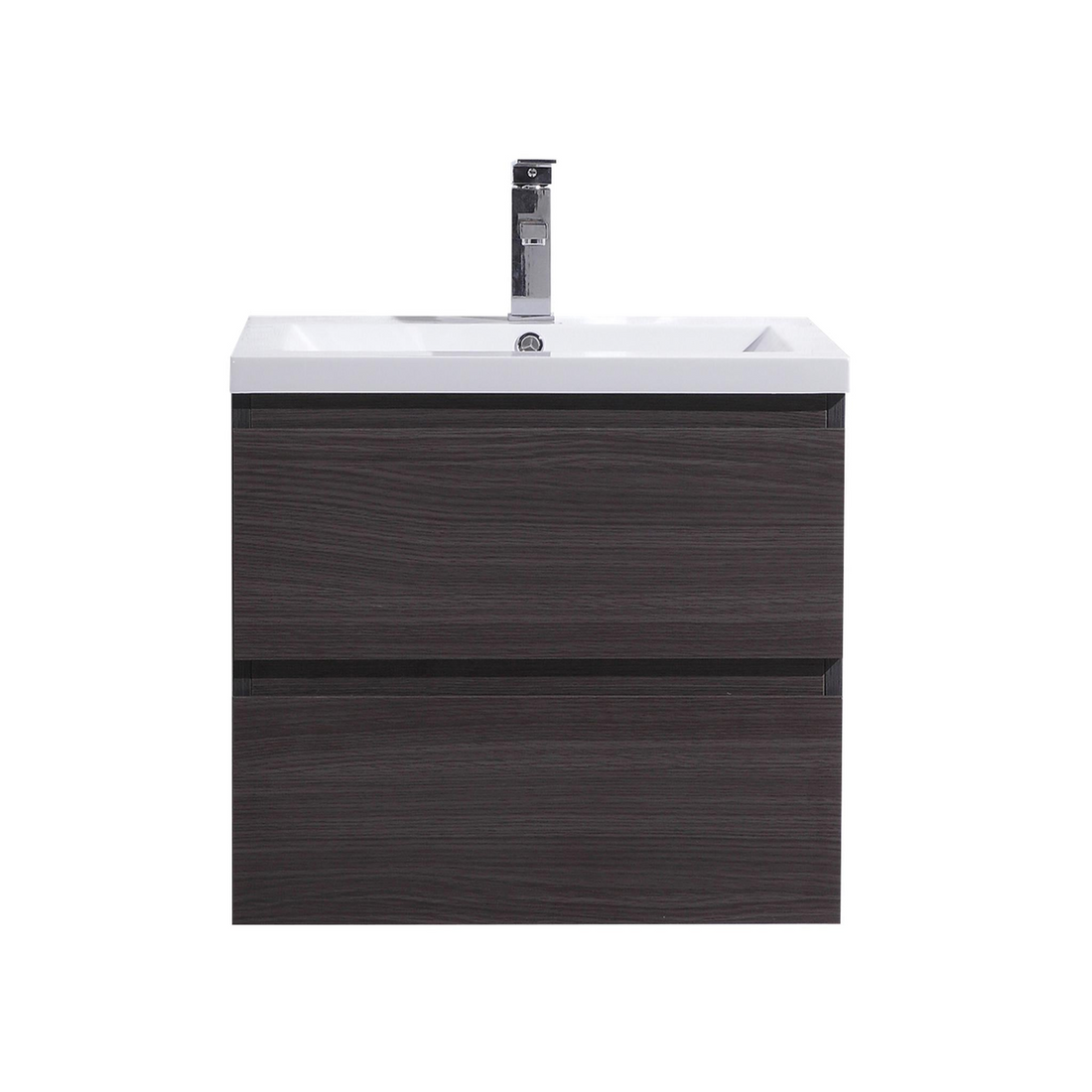 Boho Elegance 24" Dark Gray Oak Wall-Mounted Vanity With Single Reinforced White Acrylic Sink