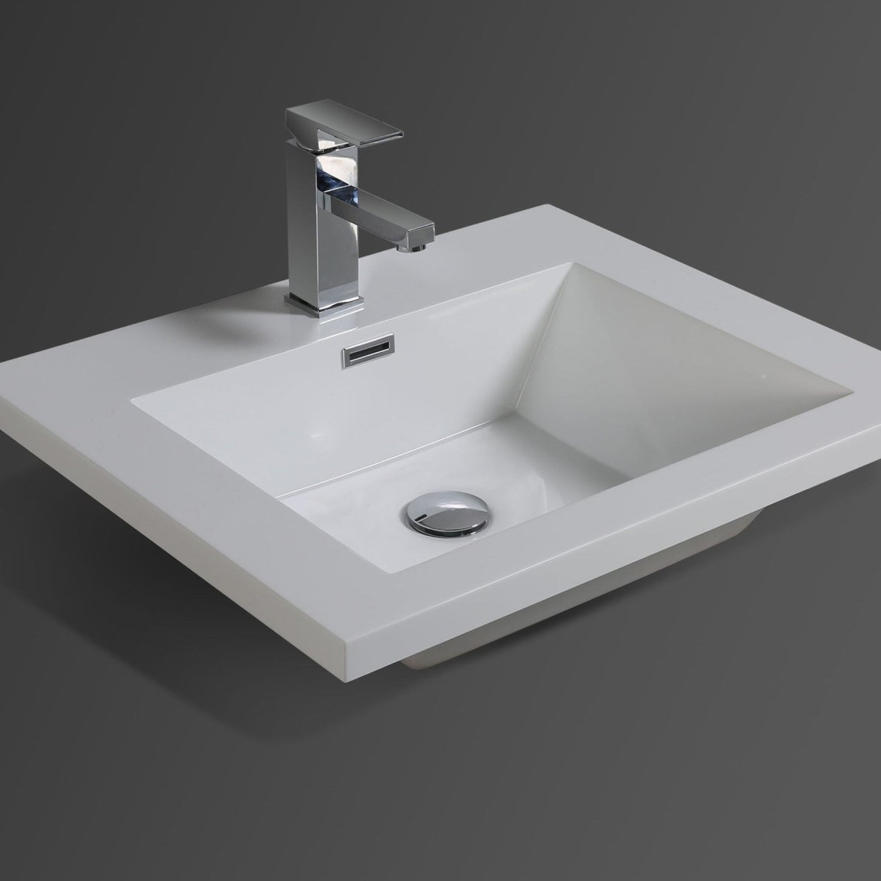 Boho Elegance 24" Dark Gray Oak Wall-Mounted Vanity With Single Reinforced White Acrylic Sink