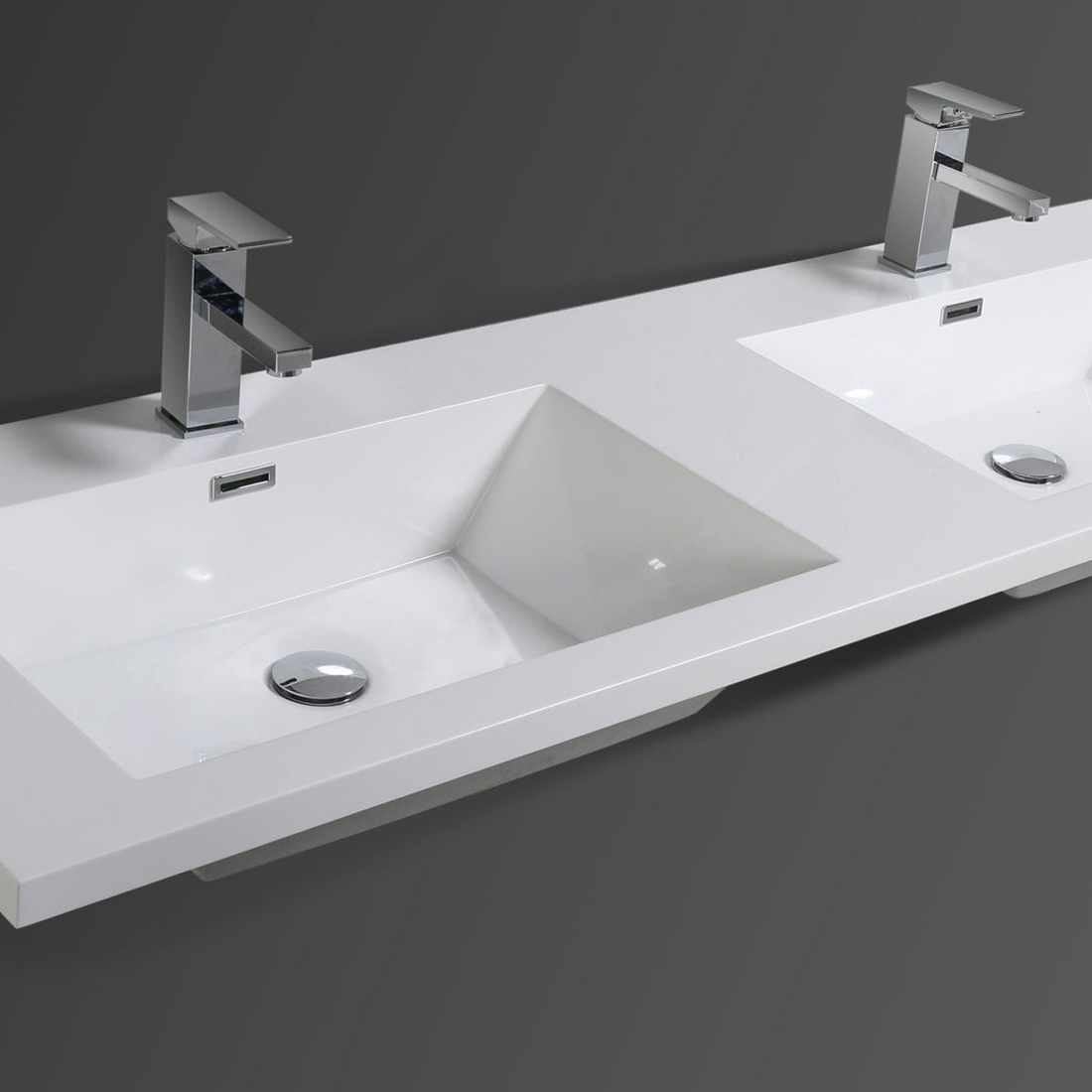 Boho Elegance 60" Rosewood Wall-Mounted Vanity With Double Reinforced White Acrylic Sinks