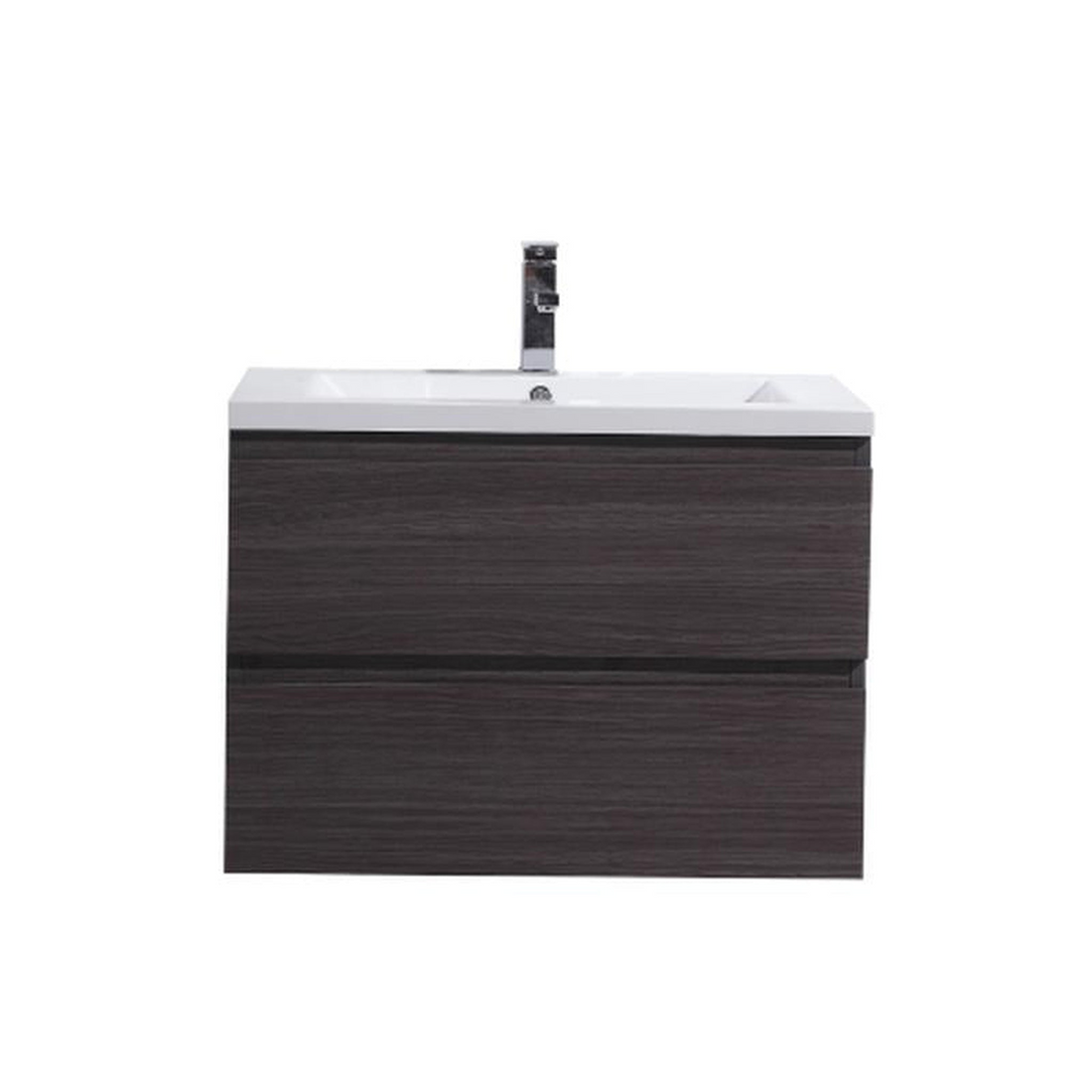 Boho Elegance 36" Dark Gray Oak Wall-Mounted Vanity With Single Reinforced White Acrylic Sink