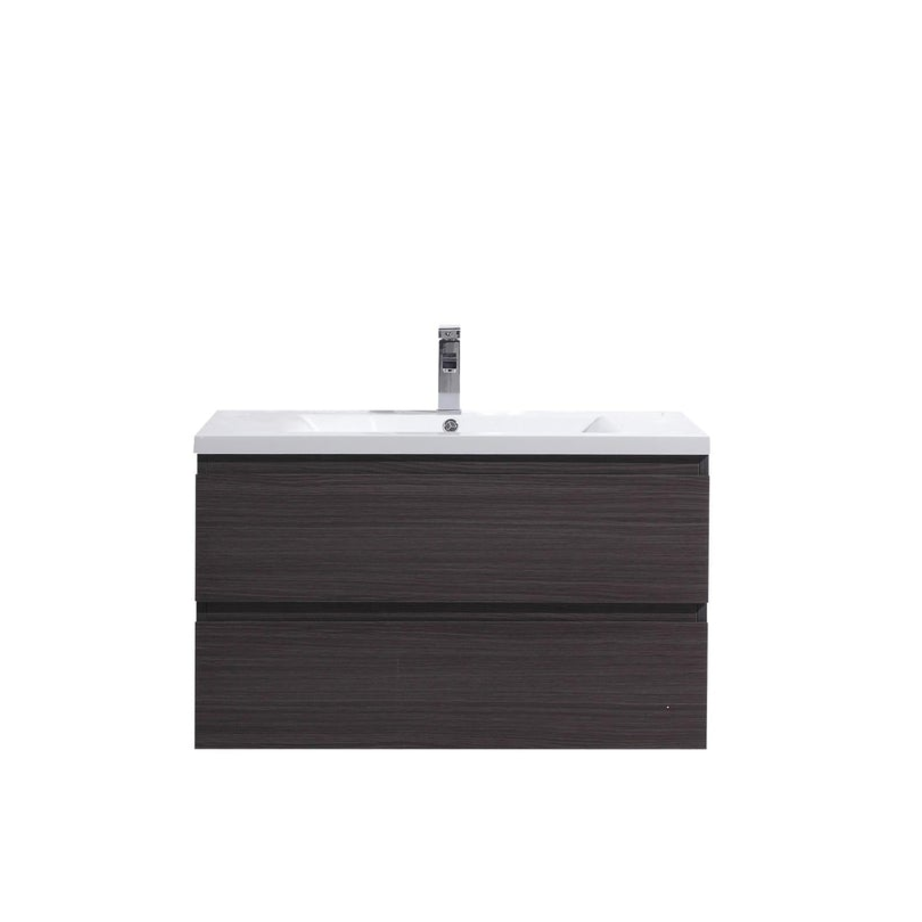 Boho Elegance 36" Dark Gray Oak Wall-Mounted Vanity With Single Reinforced White Acrylic Sink