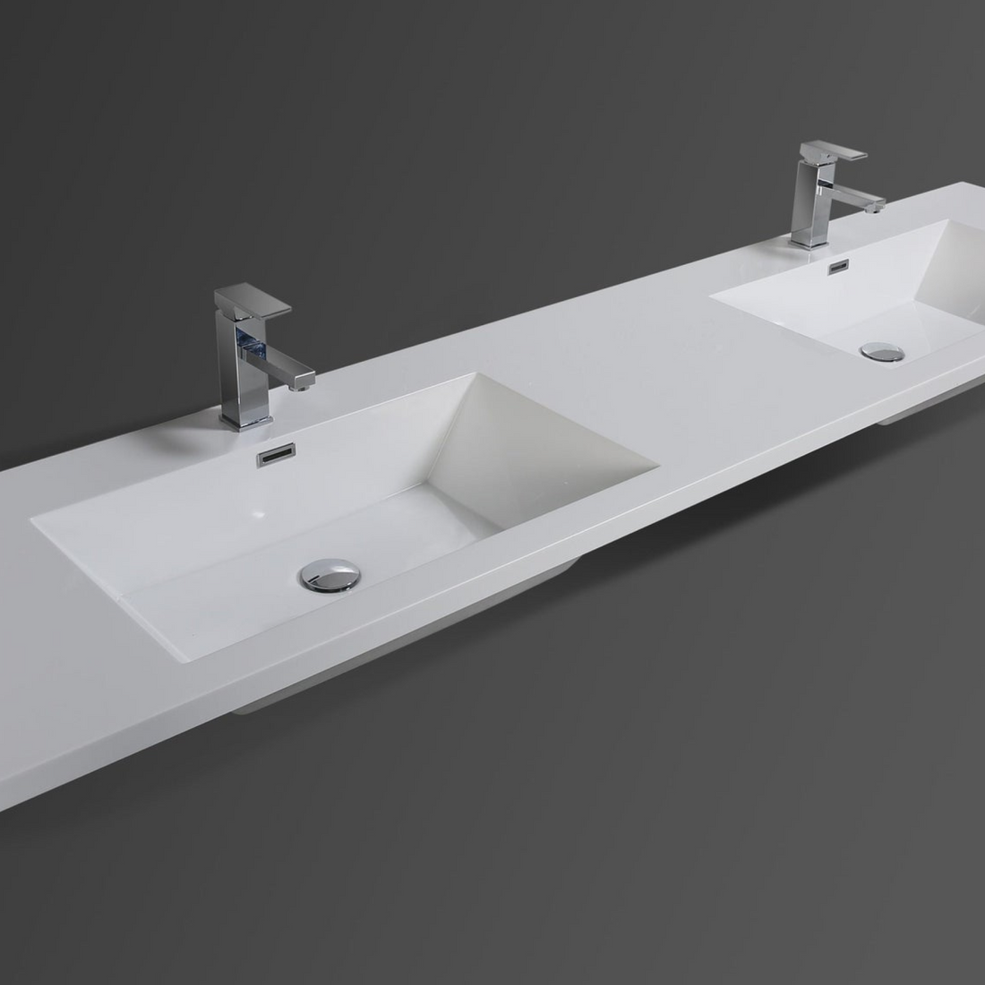 Boho Elegance 84" Dark Gray Oak Wall-Mounted Vanity With Double Reinforced White Acrylic Sinks