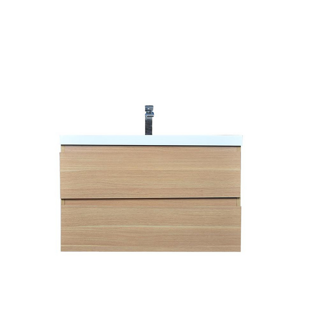 Boho Elegance 36" White Oak Wall-Mounted Vanity With Single Reinforced White Acrylic Sink