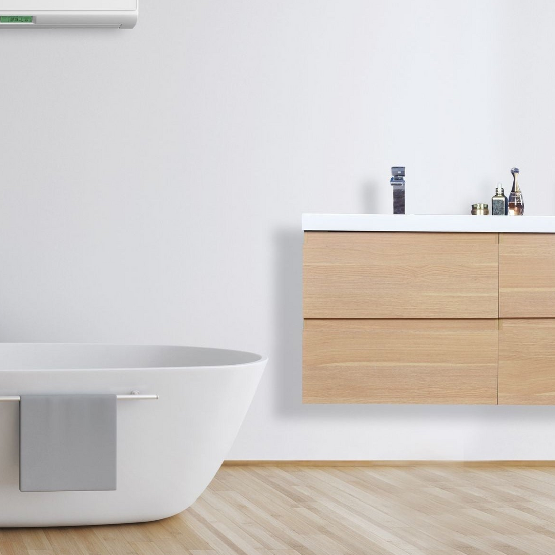 Boho Elegance 48" White Oak Wall-Mounted Vanity With Double Reinforced White Acrylic Sinks