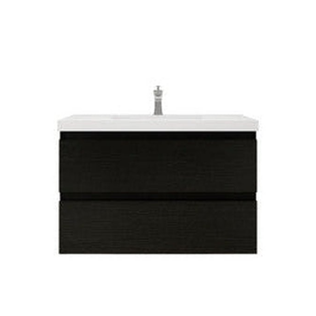 Boho Elegance 36" Rich Black Wall-Mounted Vanity With Single Reinforced White Acrylic Sink