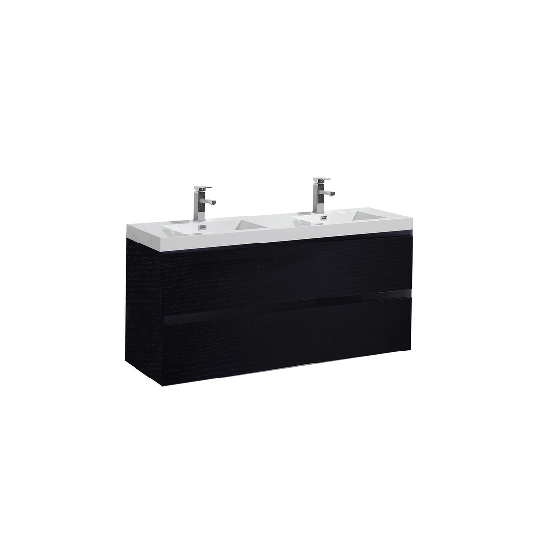 Boho Elegance 48" Rich Black Wall-Mounted Vanity With Double Reinforced White Acrylic Sinks