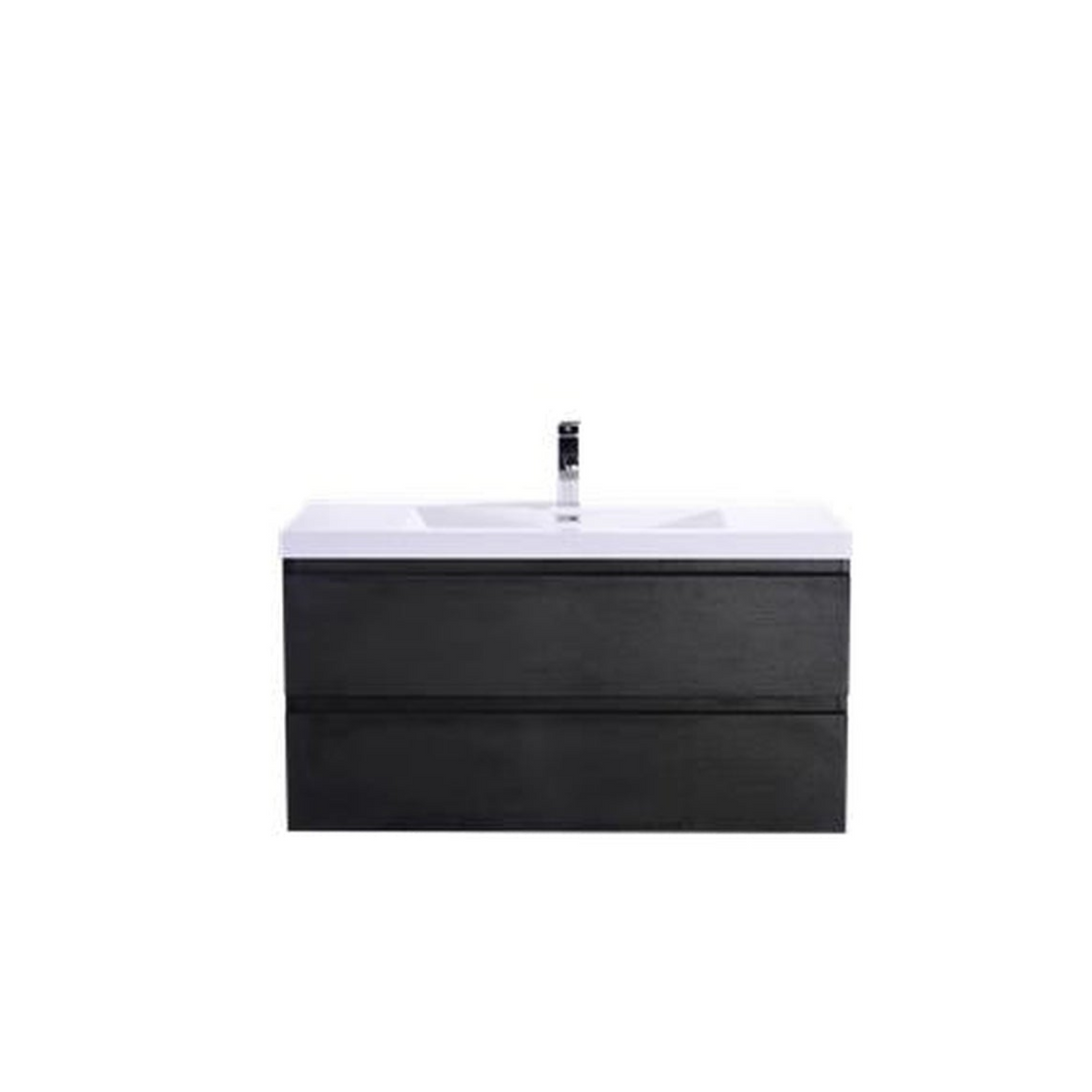Boho Elegance 42" Rich Black Wall-Mounted Vanity With Single Reinforced White Acrylic Sink