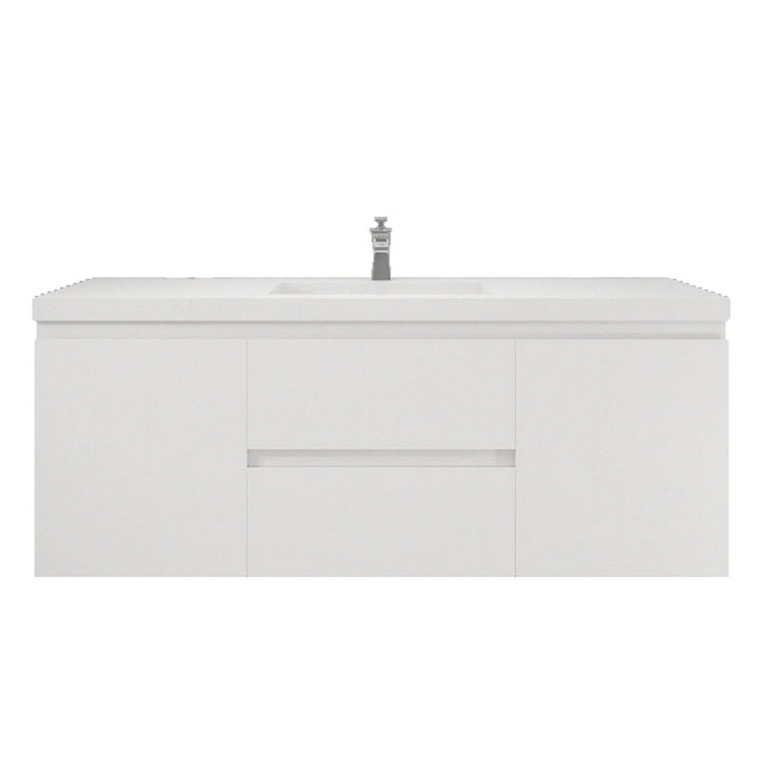 Boho Elegance 60" High Gloss White Wall-Mounted Vanity With Single Reinforced White Acrylic Sink