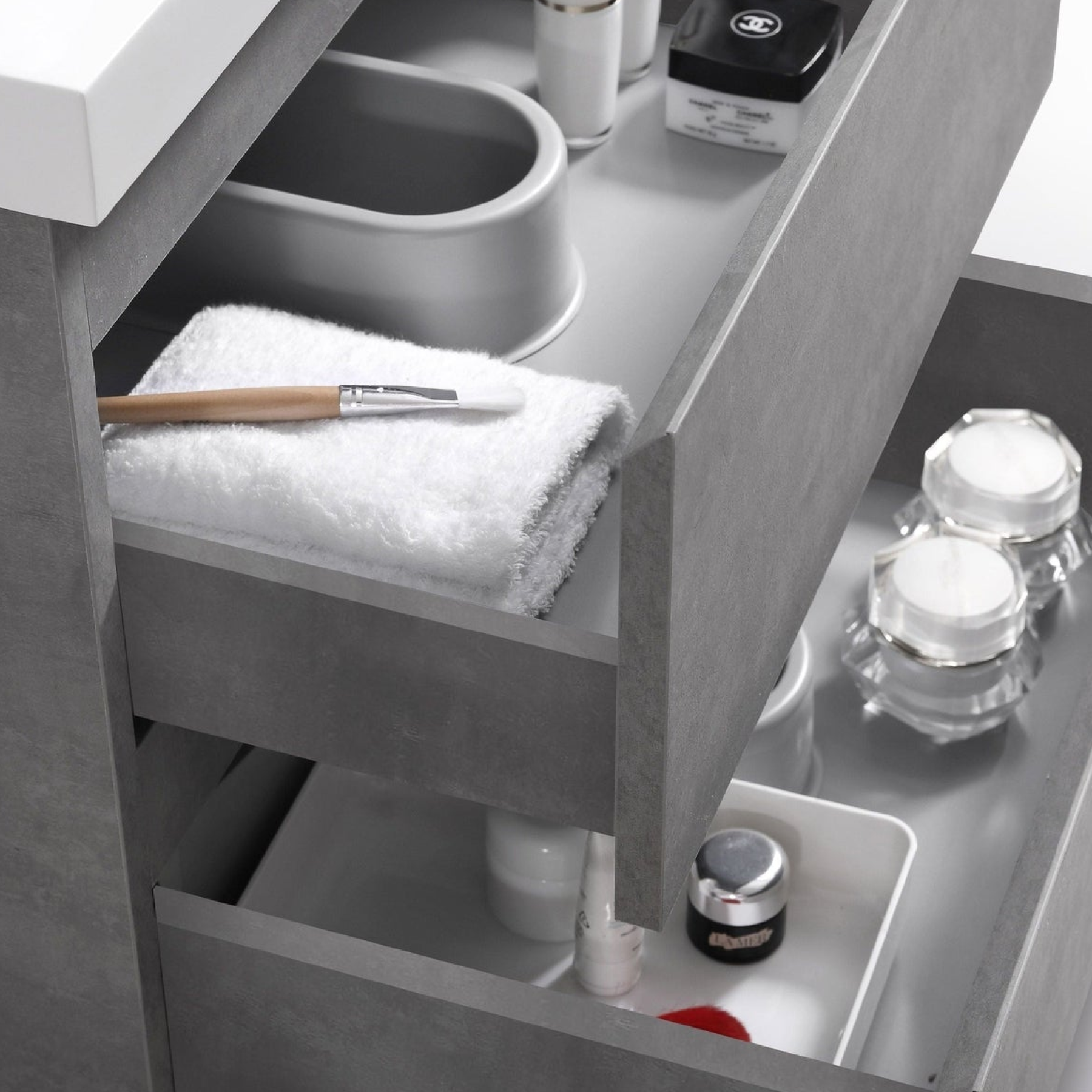 Boho Elegance 24" Cement Gray Wall-Mounted Vanity With Single Reinforced White Acrylic Sink