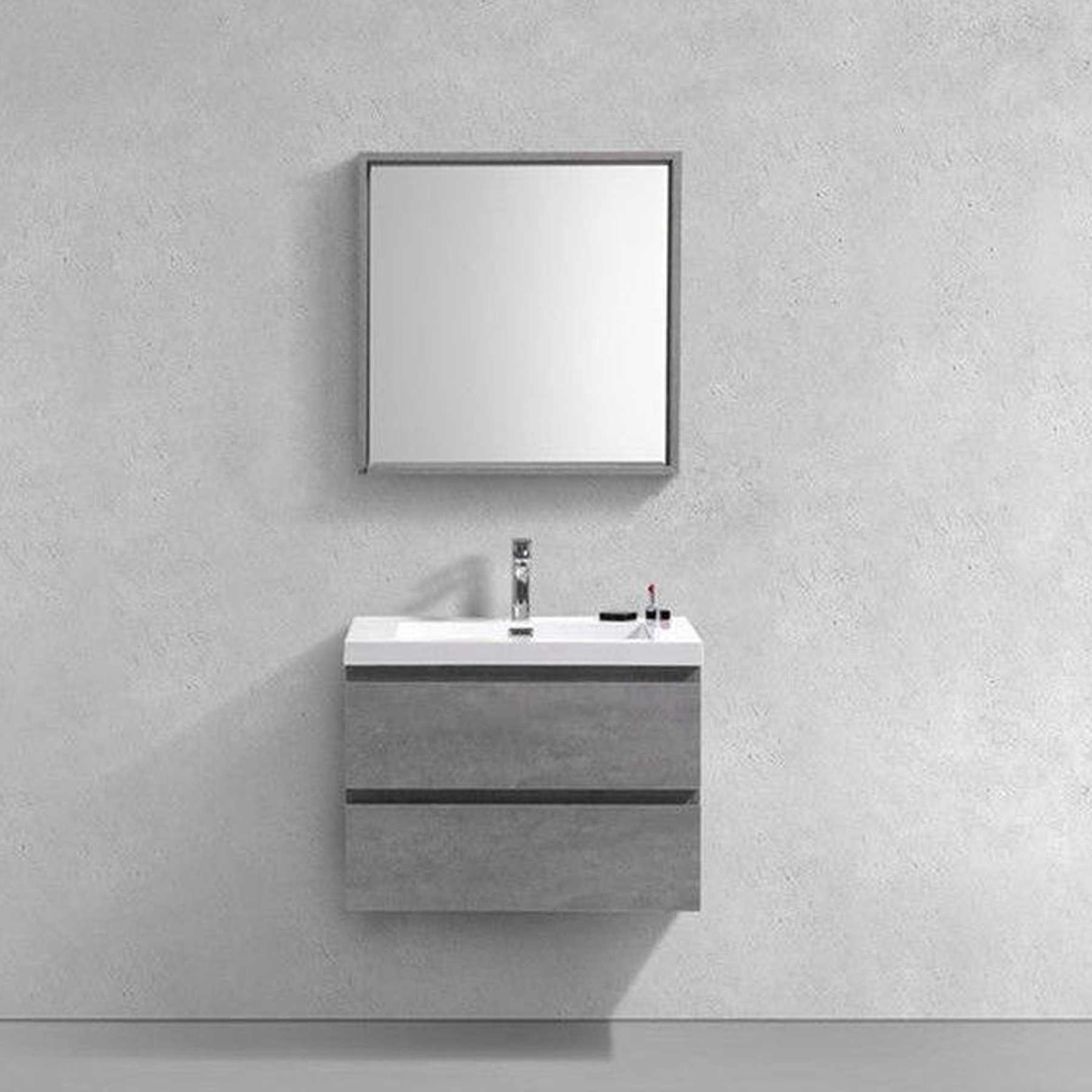 Boho Elegance 30" Cement Gray Wall-Mounted Vanity With Single Reinforced White Acrylic Sink