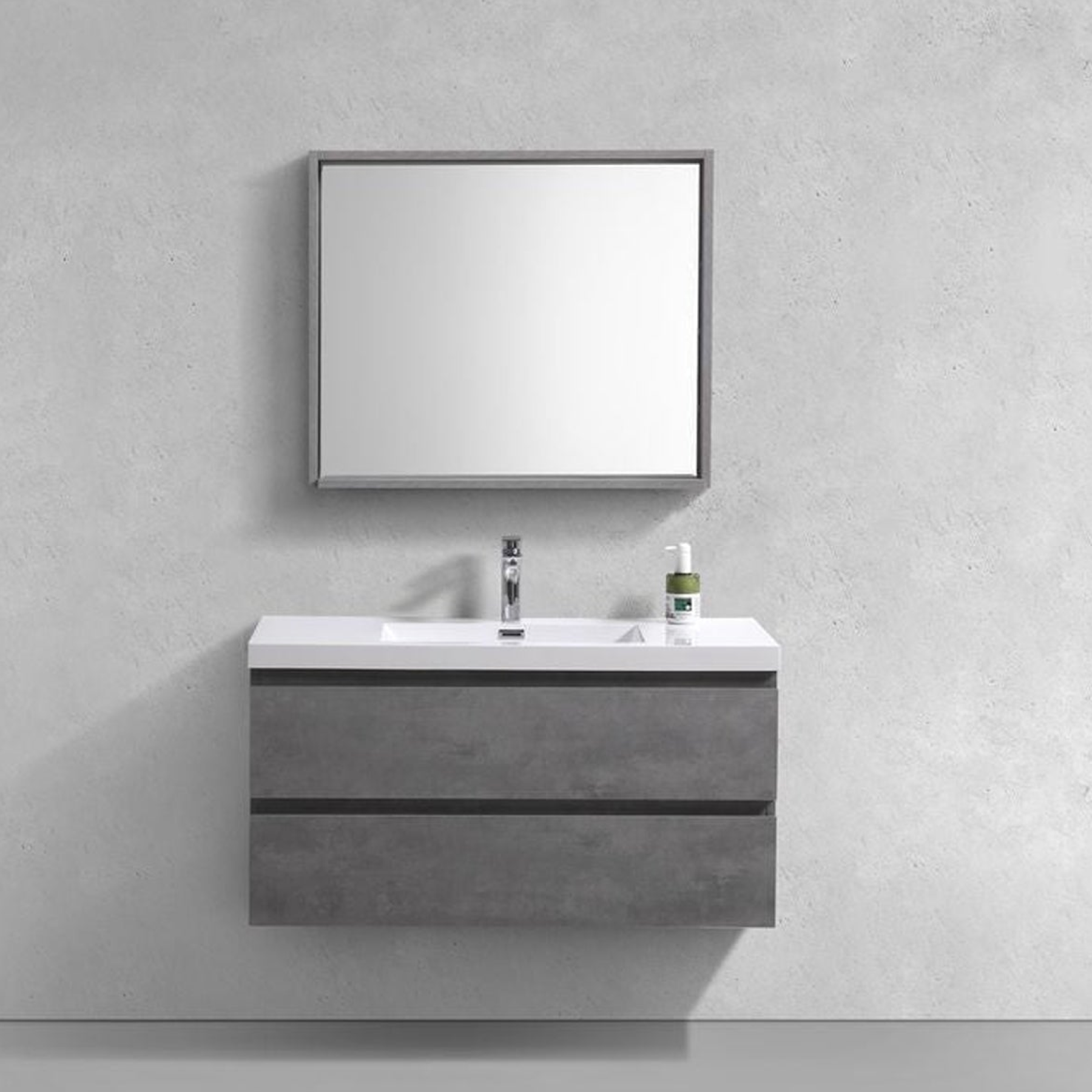Boho Elegance 42" Cement Gray Wall-Mounted Vanity With Single Reinforced White Acrylic Sink
