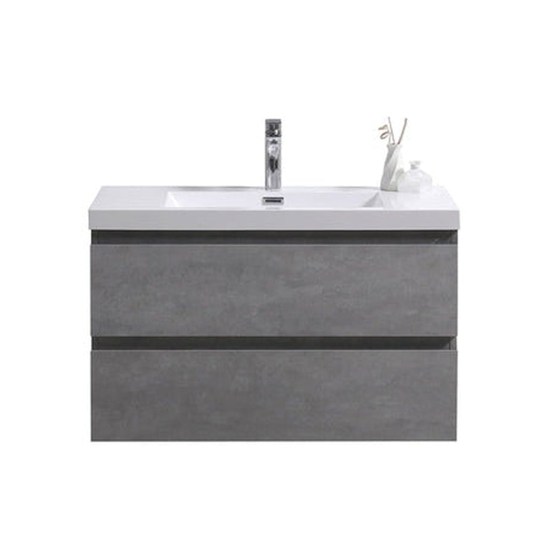 Boho Elegance 36" Cement Gray Wall-Mounted Vanity With Single Reinforced White Acrylic Sink