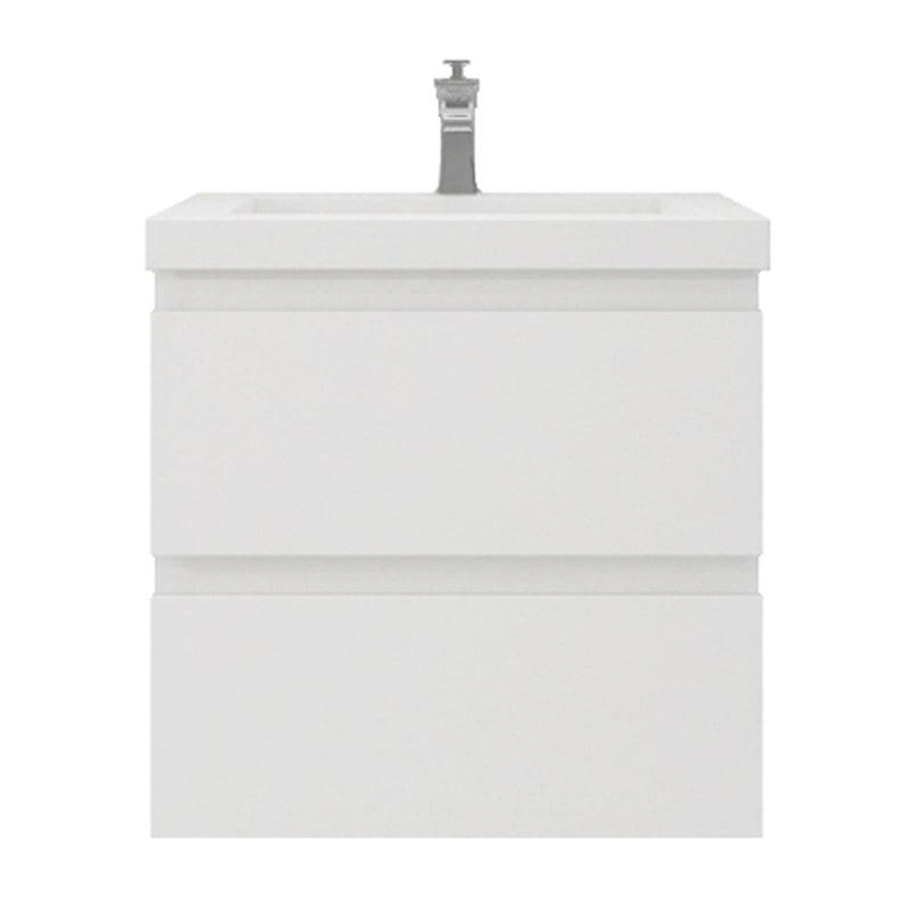 Boho Elegance 24" High Gloss White Wall-Mounted Vanity With Single Reinforced White Acrylic Sink
