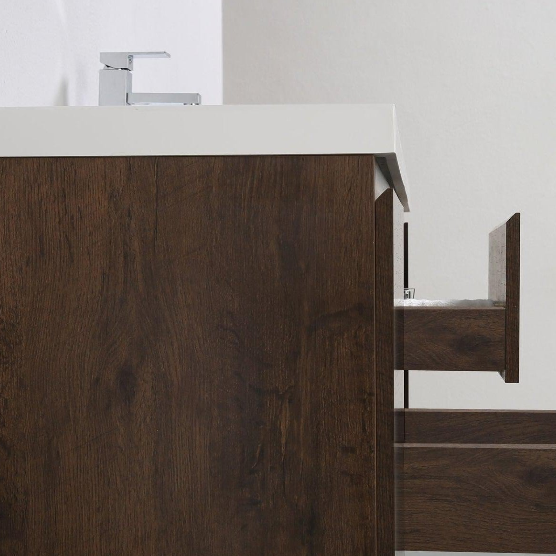 Boho Elegance 60" Rosewood Wall-Mounted Vanity With Single Reinforced White Acrylic Sink