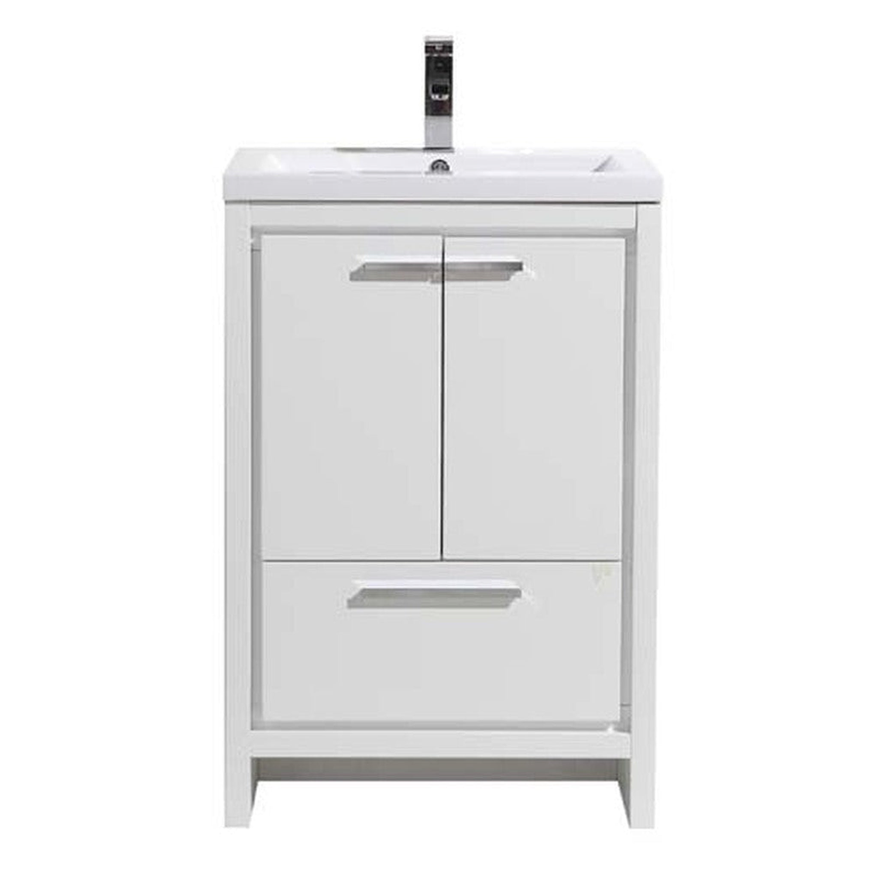 Amara 24" High Gloss White Freestanding Vanity With Single Reinforced White Acrylic Sink
