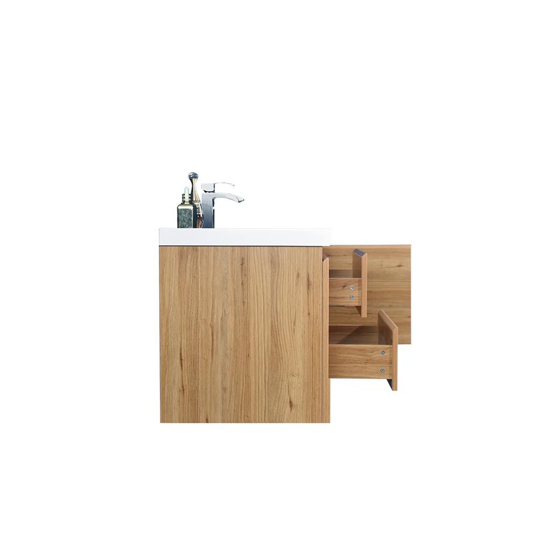 Boho Elegance 48" Nature Oak Wall-Mounted Vanity With Single Reinforced White Acrylic Sink