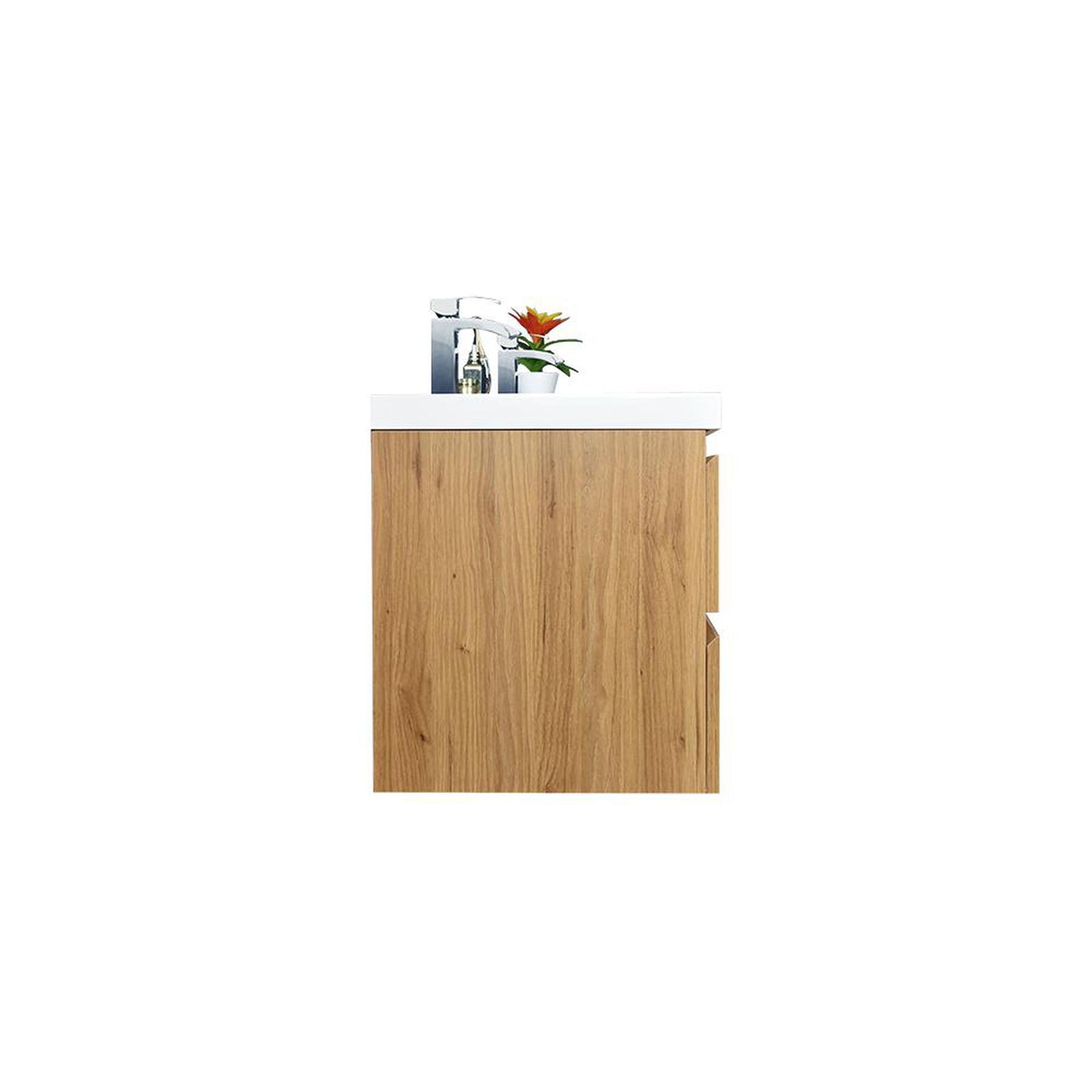 Boho Elegance 84" Nature Oak Wall-Mounted Vanity With Double Reinforced White Acrylic Sinks