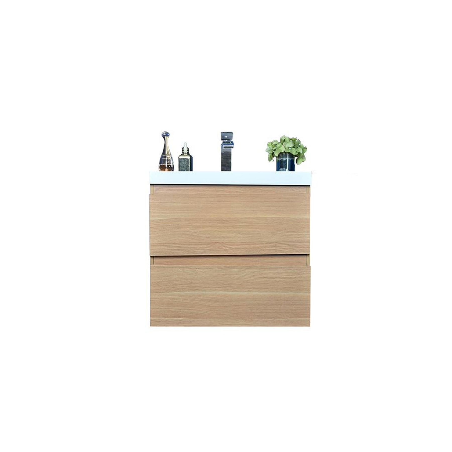 Boho Elegance 24" White Oak Wall-Mounted Vanity With Single Reinforced White Acrylic Sink