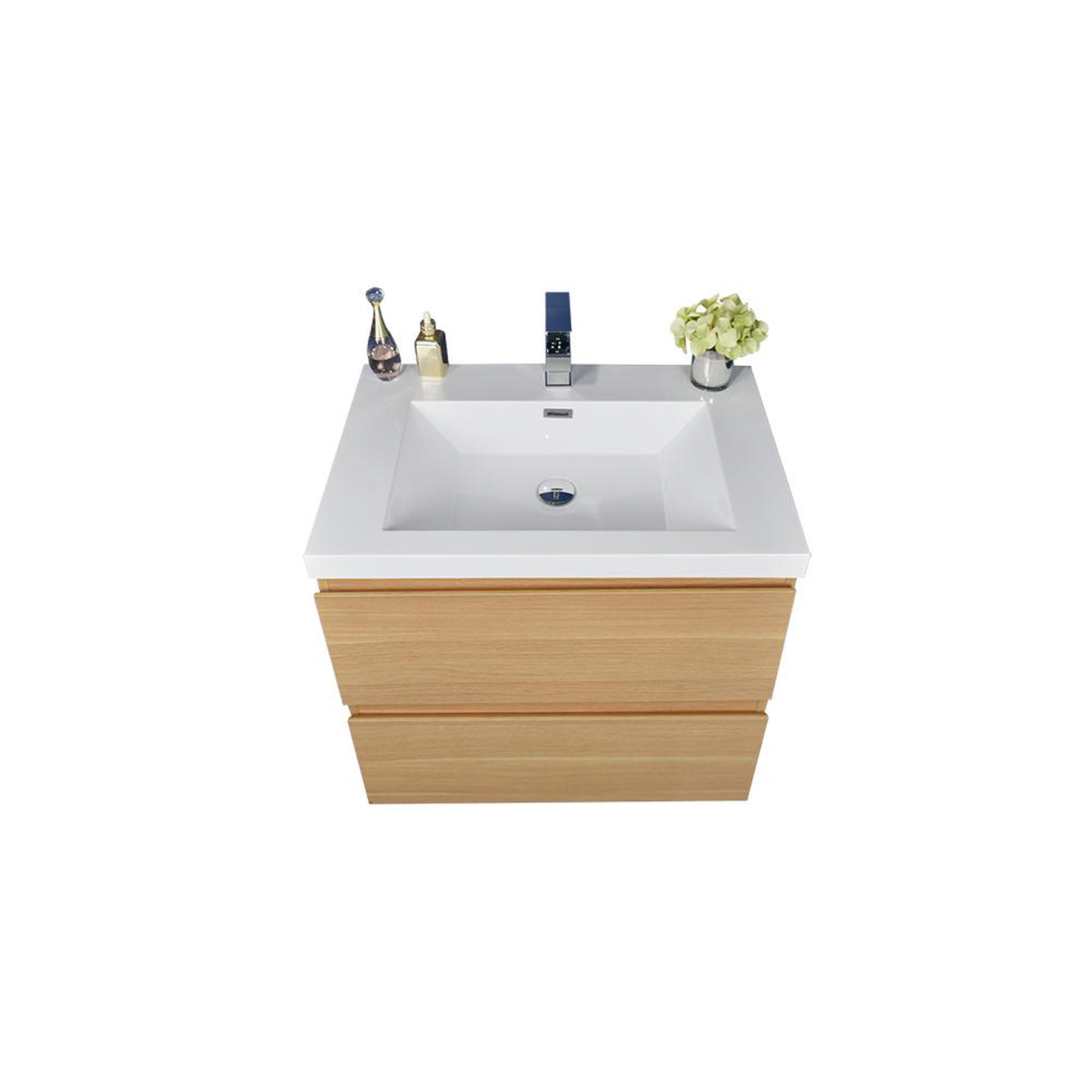 Boho Elegance 24" White Oak Wall-Mounted Vanity With Single Reinforced White Acrylic Sink