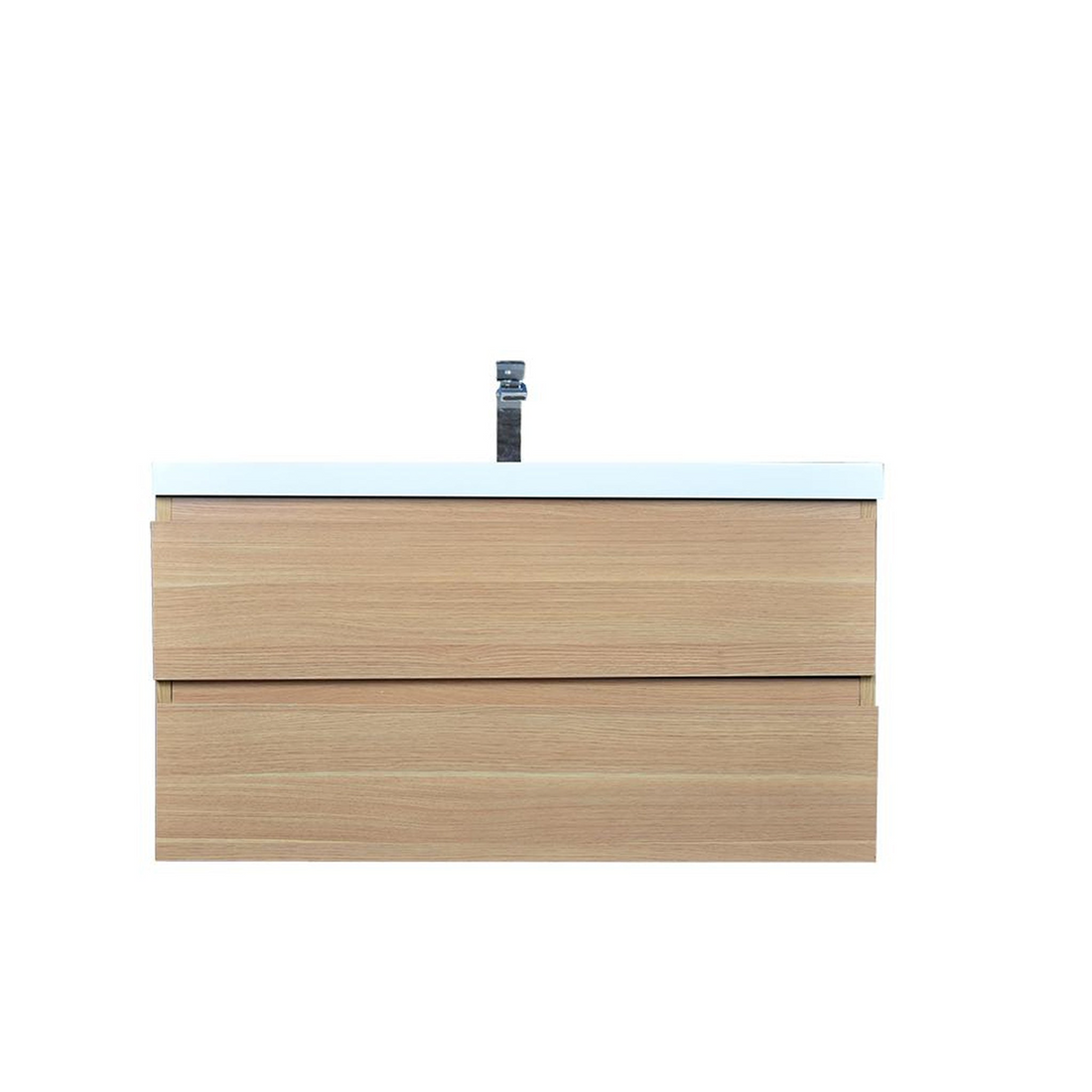 Boho Elegance 42" White Oak Wall-Mounted Vanity With Single Reinforced White Acrylic Sink
