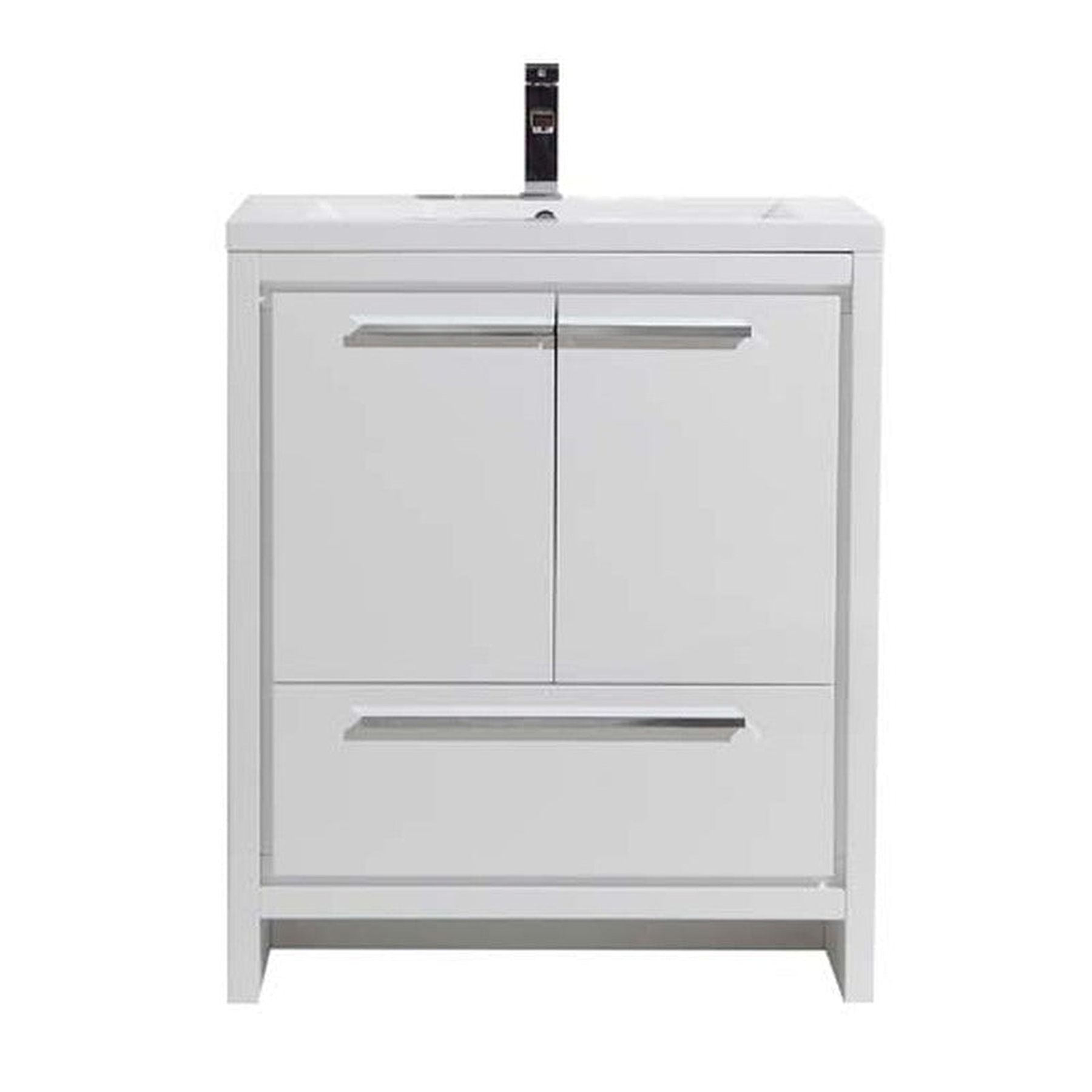 Amara 30" High Gloss White Freestanding Vanity With Single Reinforced White Acrylic Sink