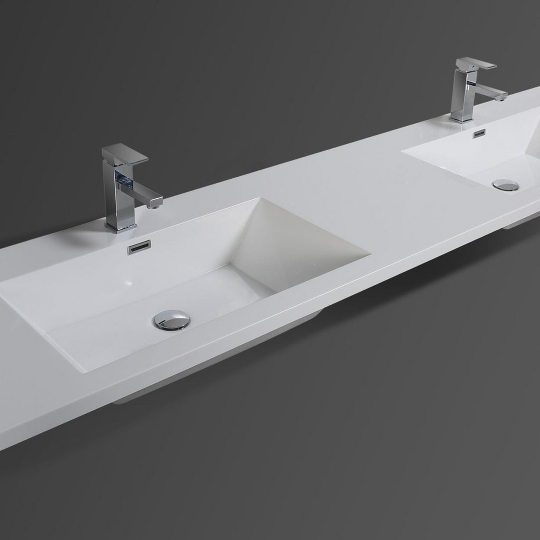 Boho Elegance 84" White Oak Wall-Mounted Vanity With Double Reinforced White Acrylic Sinks