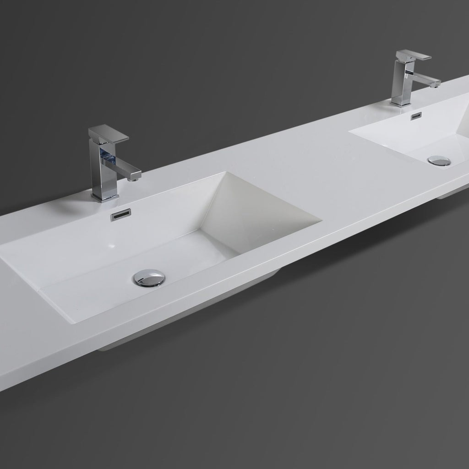 Boho Elegance 84" White Oak Wall-Mounted Vanity With Double Reinforced White Acrylic Sinks