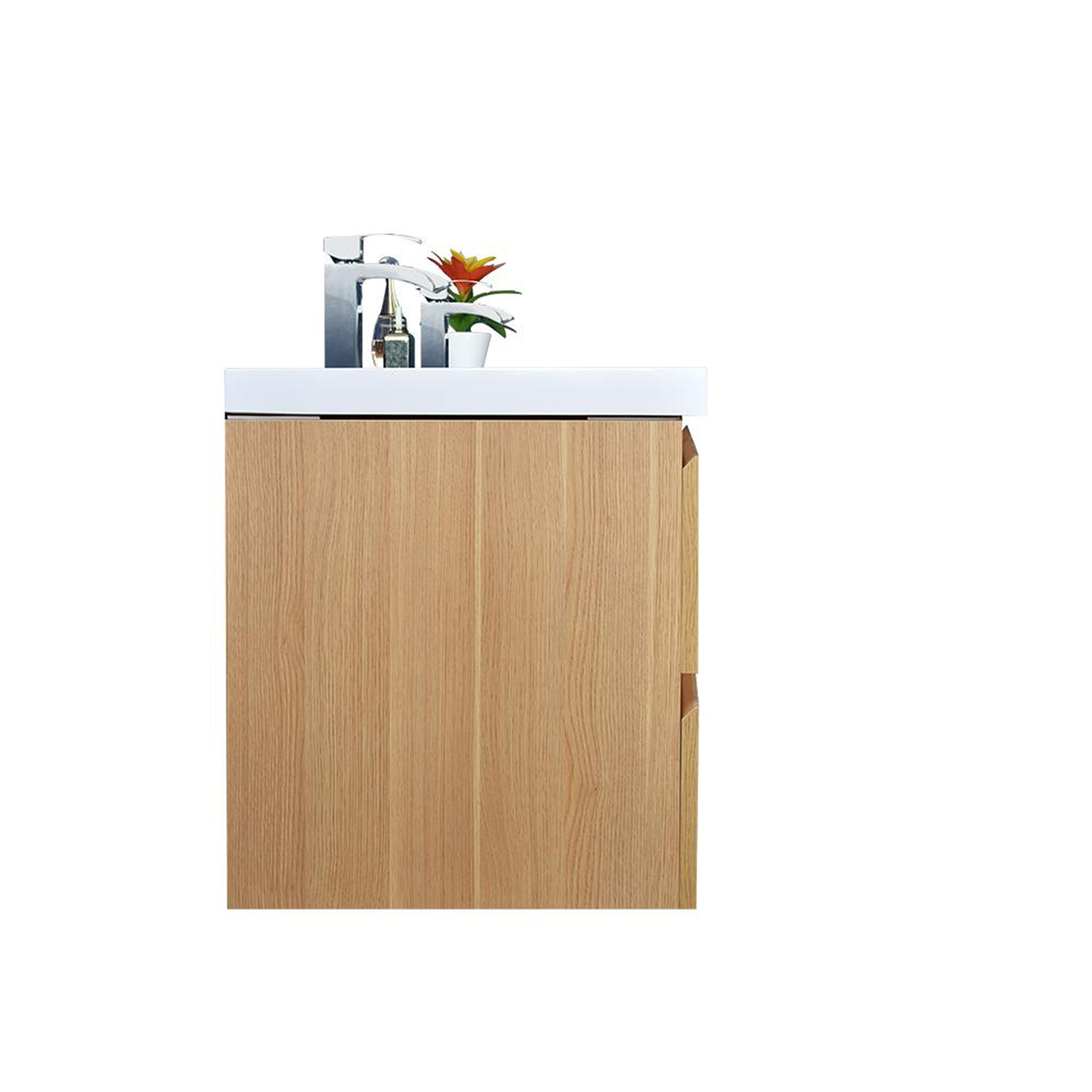 Boho Elegance 84" White Oak Wall-Mounted Vanity With Double Reinforced White Acrylic Sinks