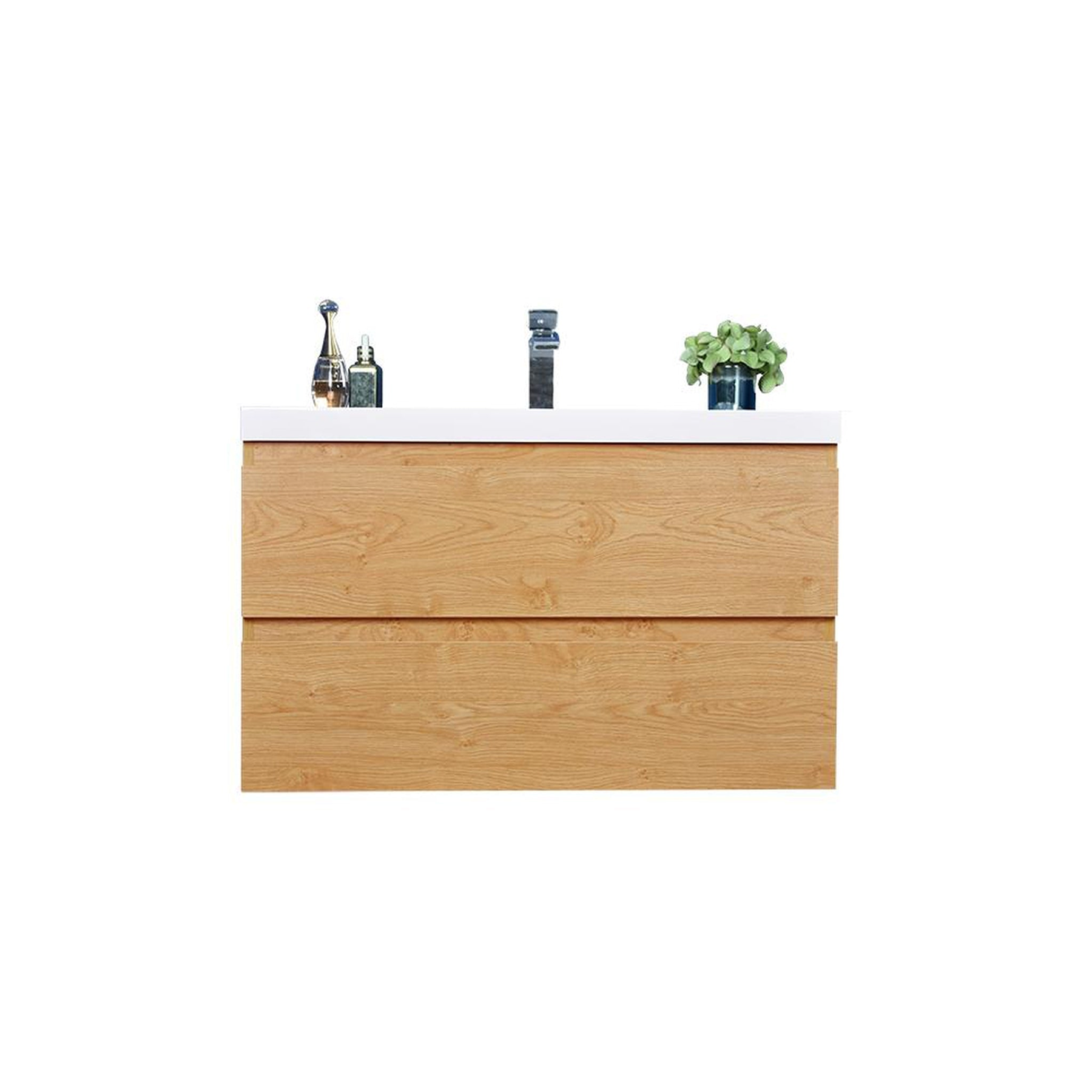 Boho Elegance 36" New England Oak Wall-Mounted Vanity With Single Reinforced White Acrylic Sink