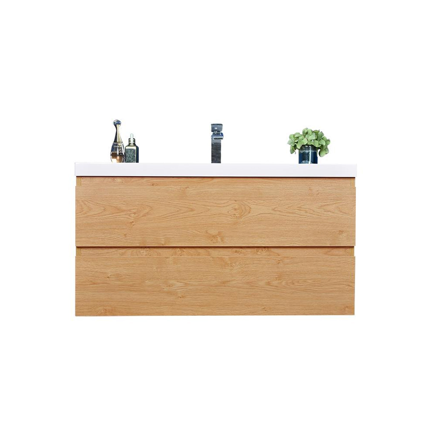 Boho Elegance 42" New England Oak Wall-Mounted Vanity With Single Reinforced White Acrylic Sink