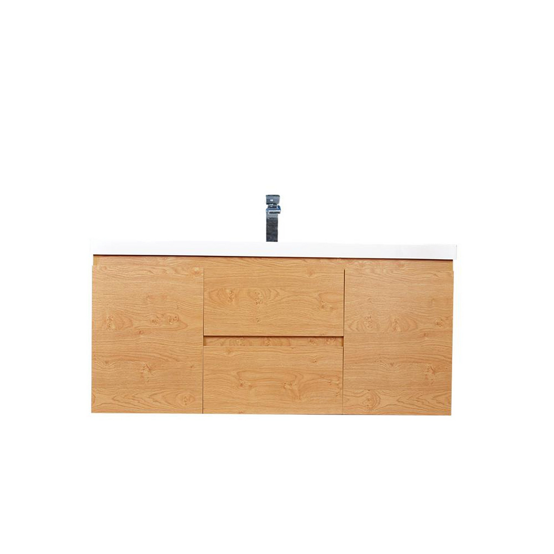 Boho Elegance 48" New England Oak Wall-Mounted Vanity With Single Reinforced White Acrylic Sink