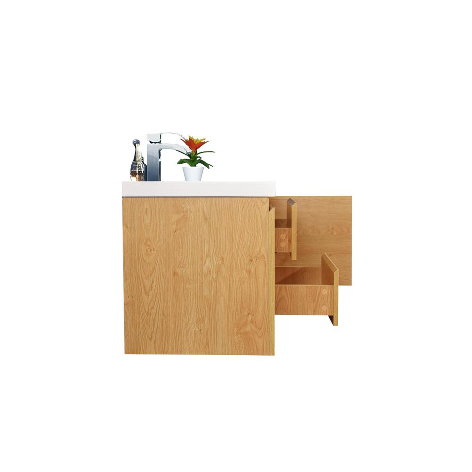 Boho Elegance 48" New England Oak Wall-Mounted Vanity With Single Reinforced White Acrylic Sink