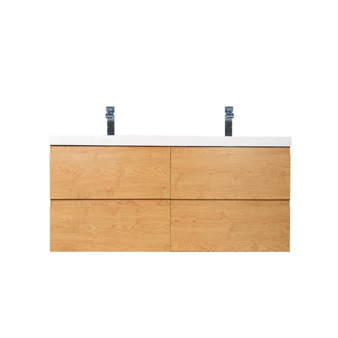 Boho Elegance 48" New England Oak Wall-Mounted Vanity With Double Reinforced White Acrylic Sinks