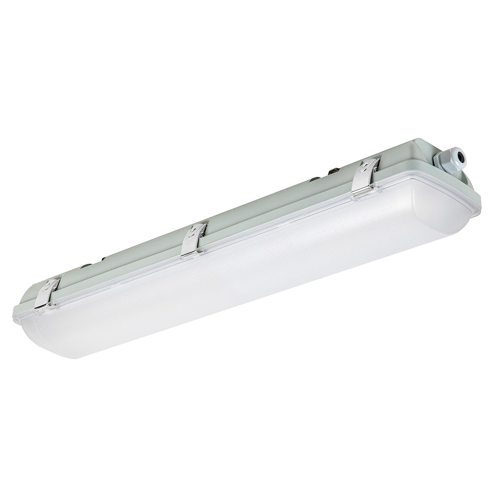 2ft LED Vapor Tight Light Fixture - 20W/25W/30W - Selectable CCT (3500K/4000K/5000K) - IP65 Waterproof - 0-10V Dimmable - IK10 Rated - 5-Year Warranty