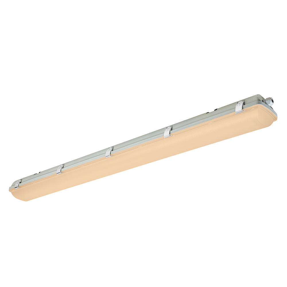 4ft LED Vapor Tight Light Fixture - 34W/38W/45W - Selectable CCT (3500K/4000K/5000K) - IP65 Waterproof - 0-10V Dimmable - IK10 Rated - 5-Year Warranty