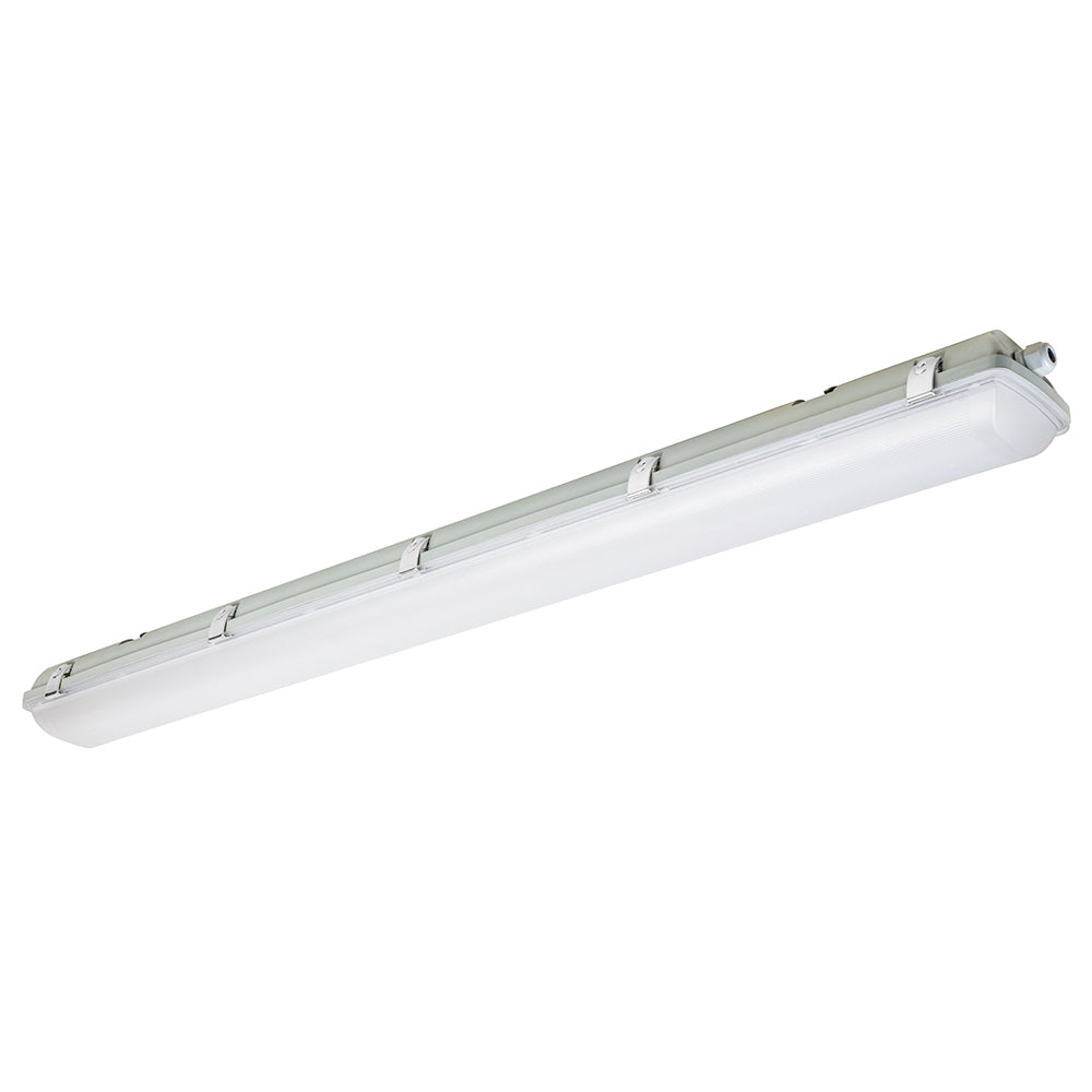 4ft LED Vapor Tight Light Fixture - 34W/38W/45W - Selectable CCT (3500K/4000K/5000K) - IP65 Waterproof - 0-10V Dimmable - IK10 Rated - 5-Year Warranty
