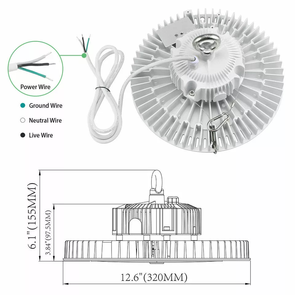 UFO LED High Bay Light 200W, 28,000LM, White, 5000K Daylight, Dimmable, IP65 Waterproof, UL & DLC Listed, For Warehouse Workshop Factory Barn Garage Gymnasium Airport