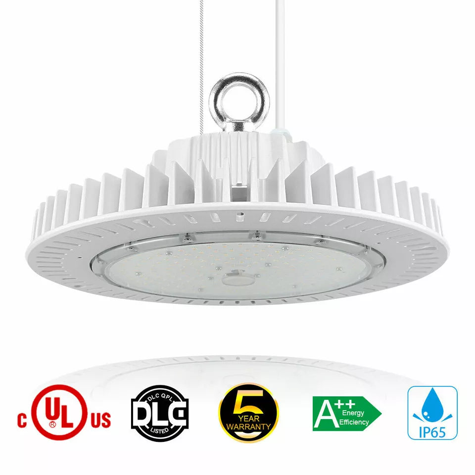 UFO LED High Bay Light 200W, 28,000LM, White, 5000K Daylight, Dimmable, IP65 Waterproof, UL & DLC Listed, For Warehouse Workshop Factory Barn Garage Gymnasium Airport