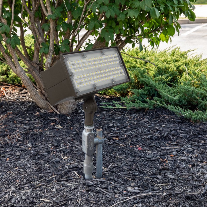 45W LED Outdoor Flood Light Super Bright, 5000K, Knuckle Mount, 1-10V Dimming - AC120-277V, 6750 Lumens, UL, DLC Premium Listed