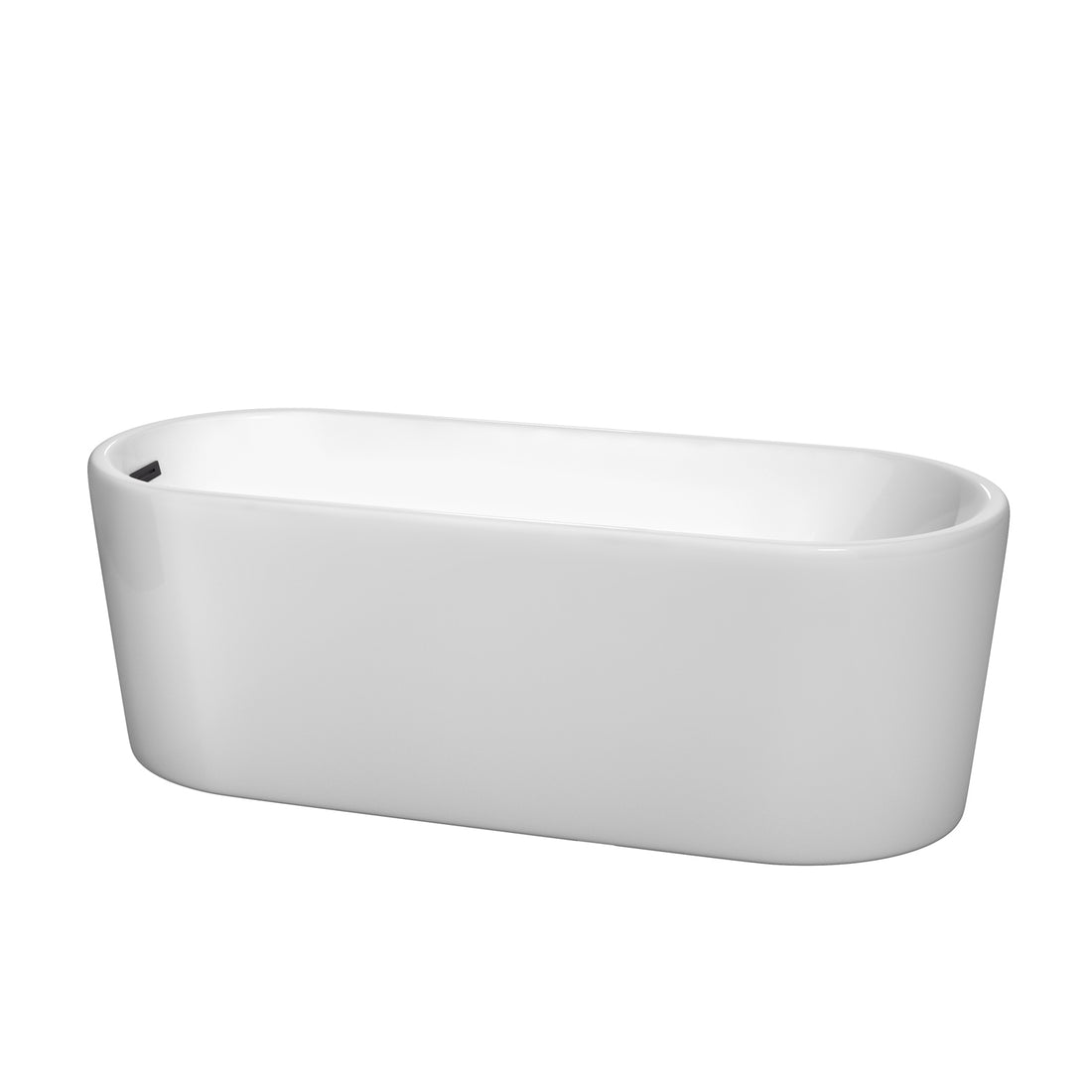 67&quot; Freestanding Bathtub in White Finish with Matte Black Drain and Overflow Trim