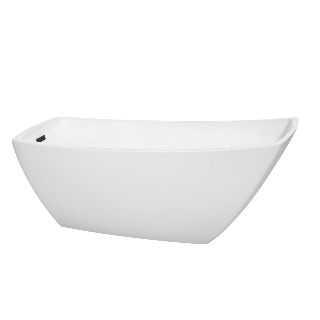 67&quot; Freestanding Bathtub in White with Overflow TrimMatte and Black Pop-up Drain
