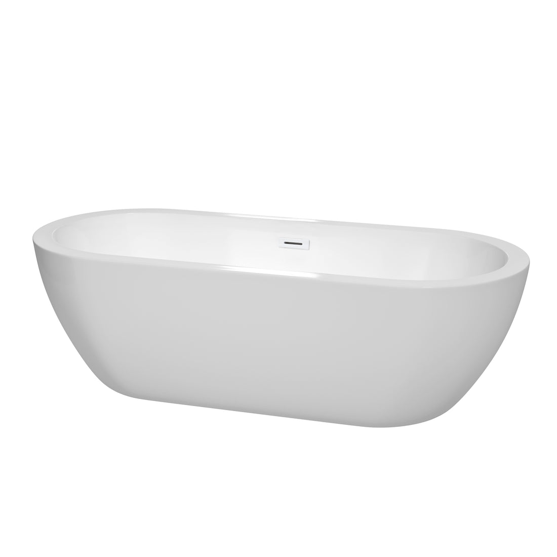 72&quot; Freestanding Bathtub in White with Shiny White Drain and Overflow Trim