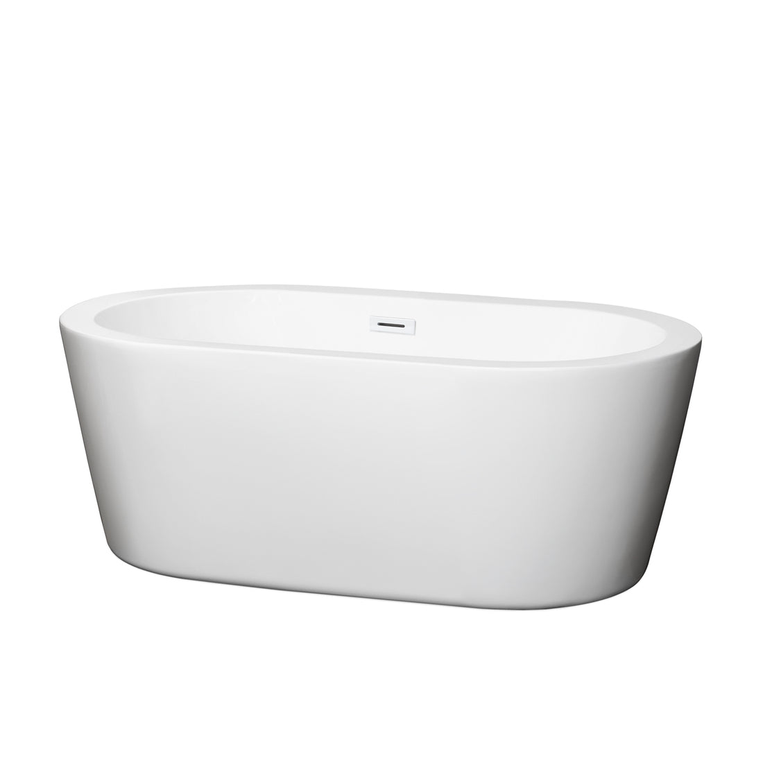 60&quot; Freestanding Bathtub in White with Shiny White Pop-up Drain and Overflow Trim
